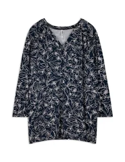 Clearance Blusenshirt - Allover-Print - Damen Langarmshirts