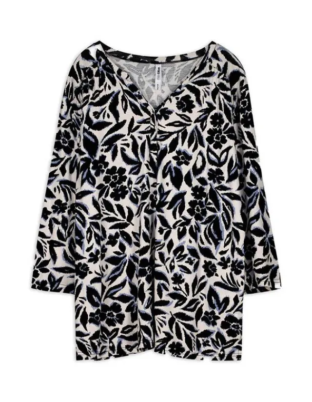 Fashion Blusenshirt - Allover-Print - Damen Langarmshirts