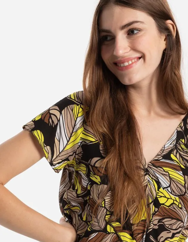 Fashion Blusenshirt - Wickeloptik Damen Blusen
