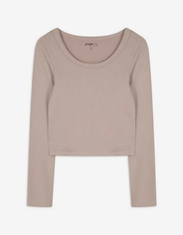 Discount Cropped Shirt - Rippenstruktur - Damen Langarmshirts