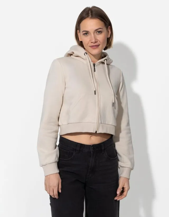 Online Cropped Sweatjacke - Kapuze mit Tunnelzug - Damen Sweatjacken