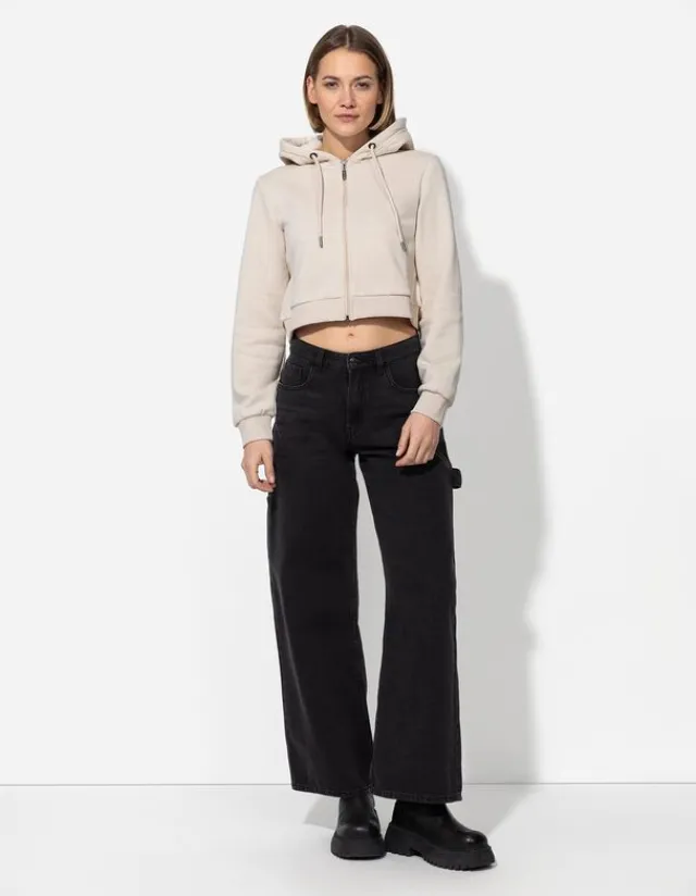 Online Cropped Sweatjacke - Kapuze mit Tunnelzug - Damen Sweatjacken