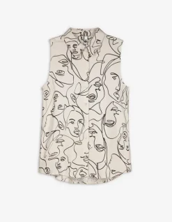 Fashion Hemdbluse - Allover-Print - Damen Tops