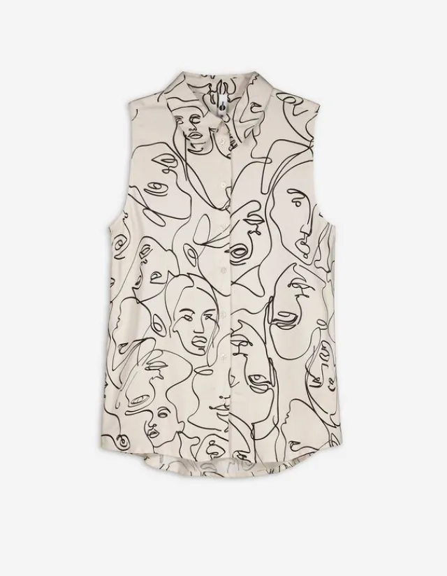 Fashion Hemdbluse - Allover-Print - Damen Tops