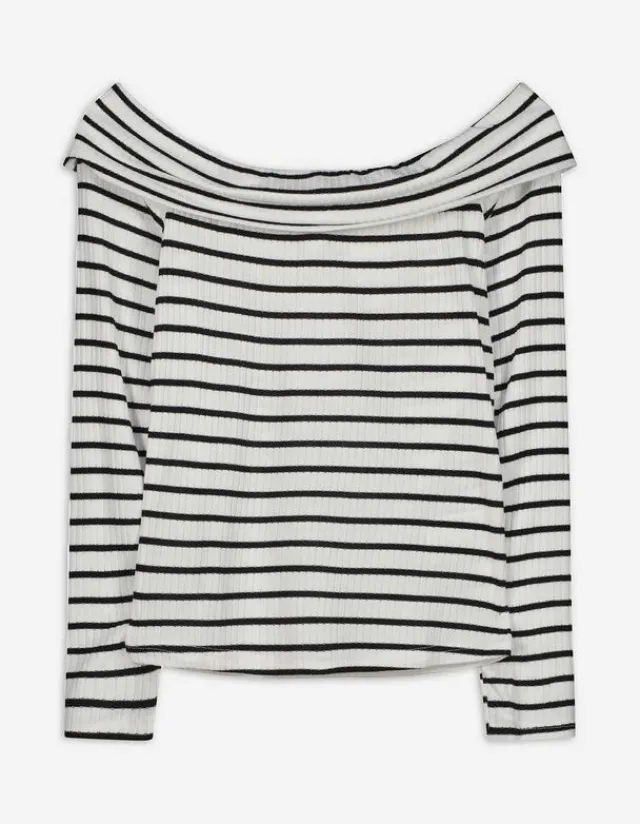 Clearance Langarmshirt - Carmen-Ausschnitt - Damen Langarmshirts