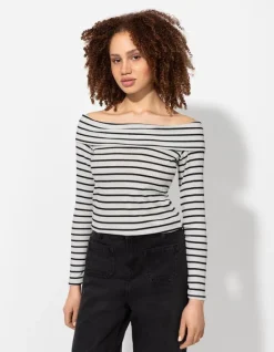 Clearance Langarmshirt - Carmen-Ausschnitt - Damen Langarmshirts