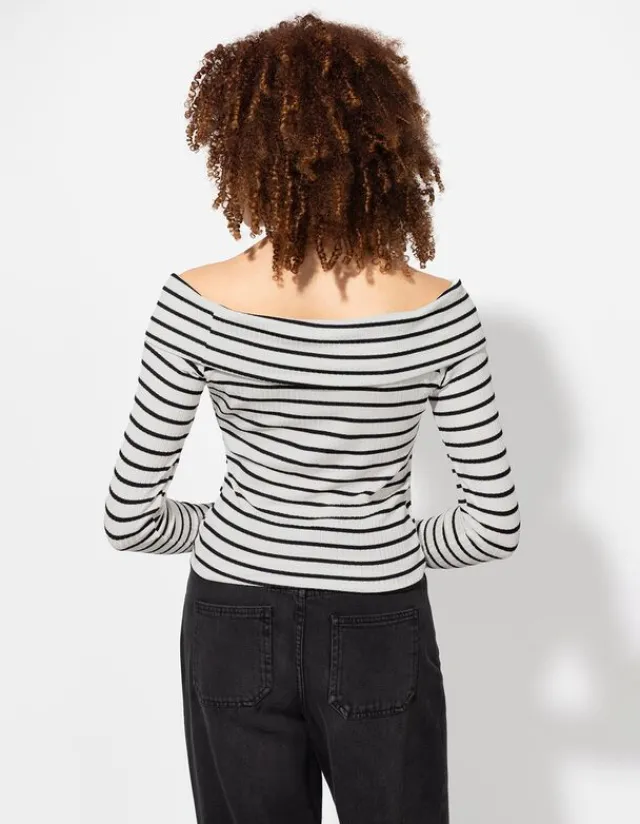Clearance Langarmshirt - Carmen-Ausschnitt - Damen Langarmshirts