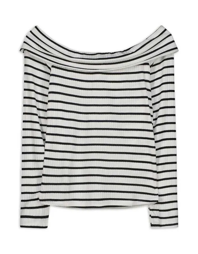 Clearance Langarmshirt - Carmen-Ausschnitt - Damen Langarmshirts