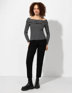 Clearance Langarmshirt - Carmen-Ausschnitt - Damen Langarmshirts