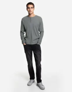 Hot Langarmshirt - Henley-Ausschnitt - Herren Langarmshirts