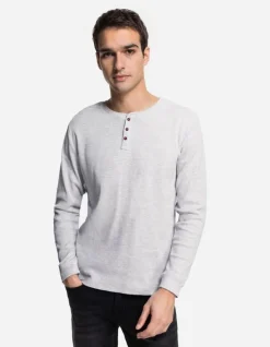 Clearance Langarmshirt - Henley-Ausschnitt - Herren Langarmshirts