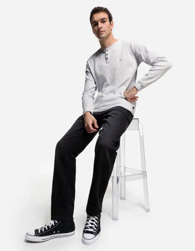 Clearance Langarmshirt - Henley-Ausschnitt - Herren Langarmshirts