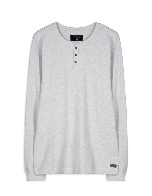 Clearance Langarmshirt - Henley-Ausschnitt - Herren Langarmshirts
