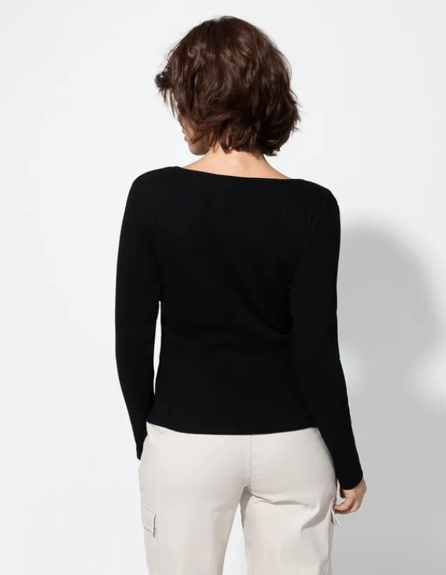 Fashion Langarmshirt - Knopfleiste - Damen Langarmshirts