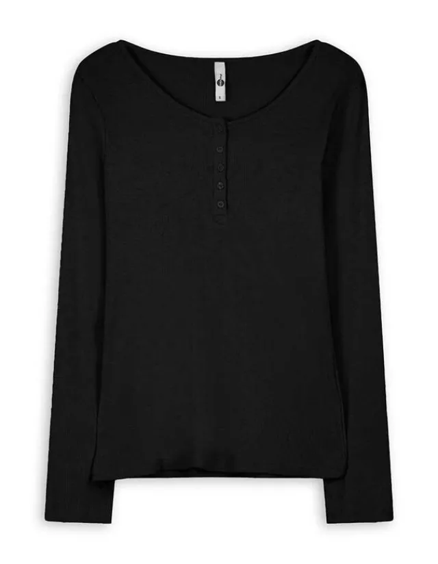 Fashion Langarmshirt - Knopfleiste - Damen Langarmshirts