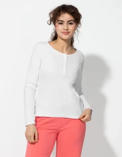 Best Langarmshirt - Knopfleiste - Damen Langarmshirts