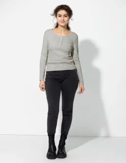 New Langarmshirt - Knopfleiste - Damen Langarmshirts