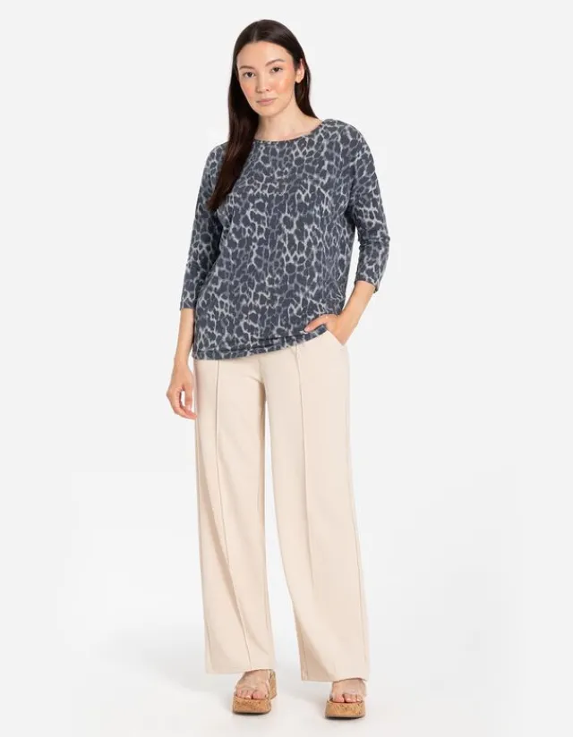 Outlet Langarmshirt - Leopardenmuster - Damen Langarmshirts