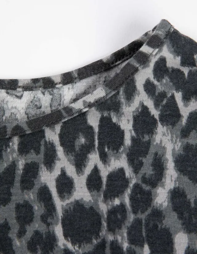 Outlet Langarmshirt - Leopardenmuster - Damen Langarmshirts