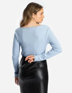 Discount Langarmshirt - Muschelsaum - Damen Langarmshirts
