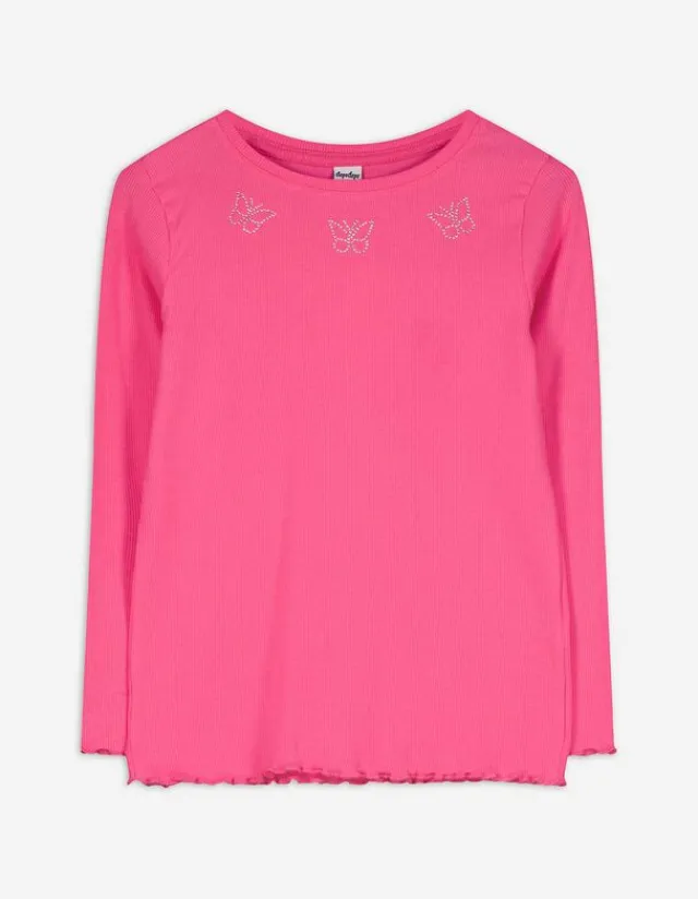 Sale Langarmshirt - Rippenstruktur - Kinder Mädchenkleidung