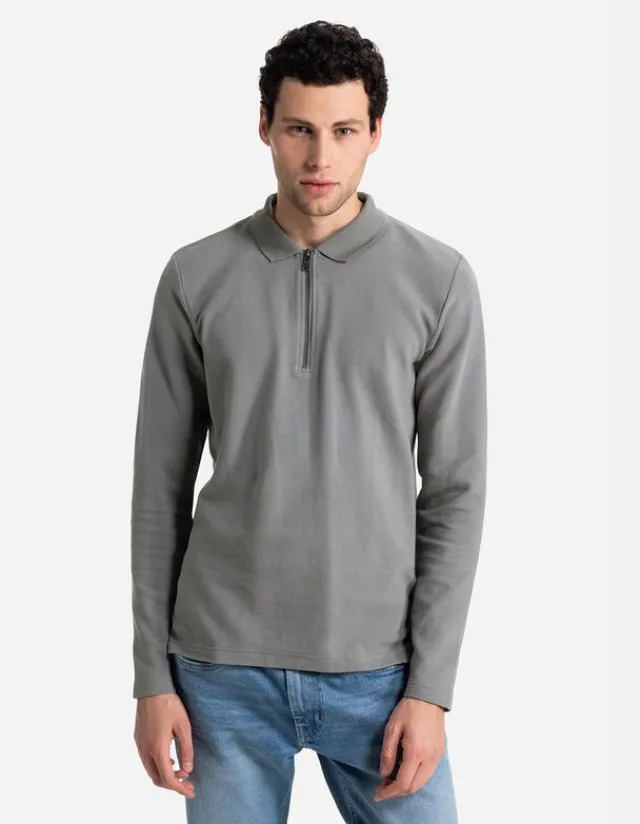 Online Pololangarmshirt - Reißverschluss - Herren Langarmshirts