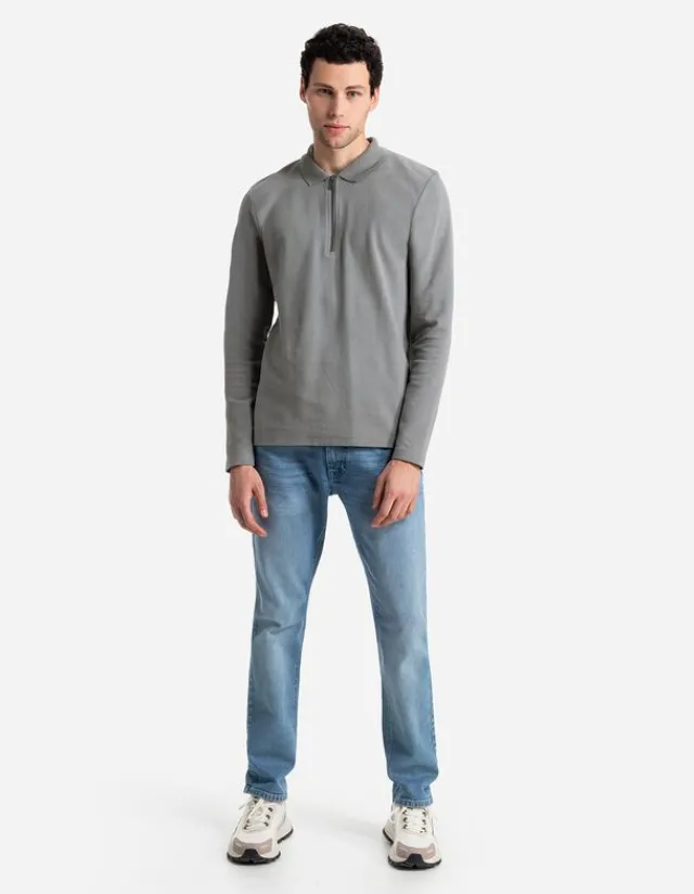 Online Pololangarmshirt - Reißverschluss - Herren Langarmshirts