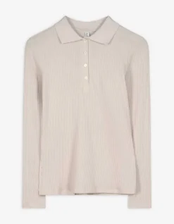 Outlet Poloshirt - Rippenstruktur - Damen Langarmshirts