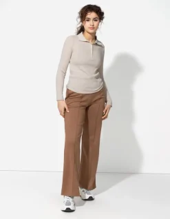 Outlet Poloshirt - Rippenstruktur - Damen Langarmshirts