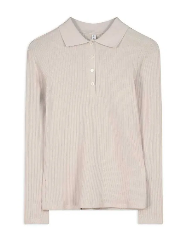 Outlet Poloshirt - Rippenstruktur - Damen Langarmshirts