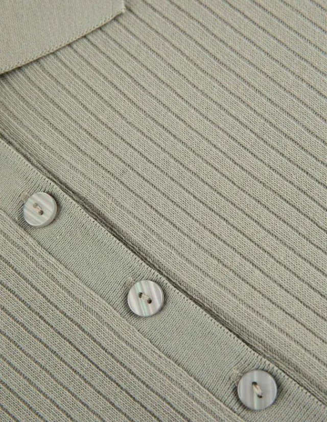New Poloshirt - Rippenstruktur - Damen Langarmshirts
