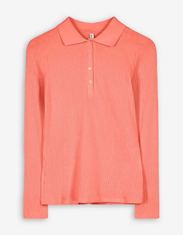 Sale Poloshirt - Rippenstruktur - Damen Langarmshirts