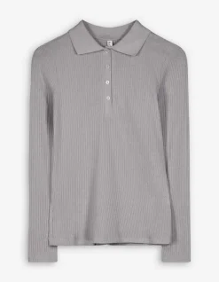 Sale Poloshirt - Rippenstruktur - Damen Langarmshirts