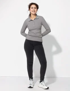 Sale Poloshirt - Rippenstruktur - Damen Langarmshirts
