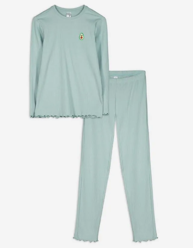 Best Pyjama Set aus Langarmshirt und Hose - Muschelsaum - Kinder Mädchenkleidung