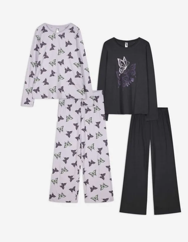 Fashion Pyjama Set aus Langarmshirt und Hose - 2er-Pack - Kinder Mädchenkleidung
