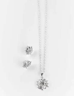 Online Set aus Kette und Ohrring - Ziersteine - Damen Accessoires