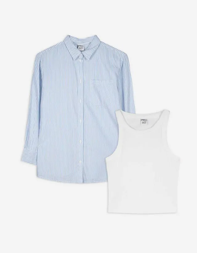 Fashion Set aus Top und Bluse - Streifen - Kinder Mädchenkleidung