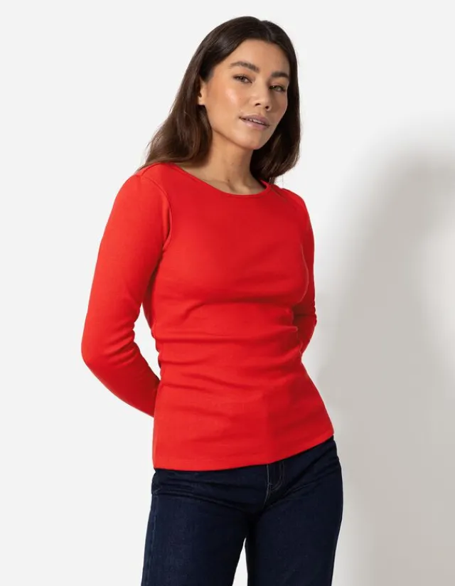 Discount Shirt - Rippenstruktur - Damen Langarmshirts