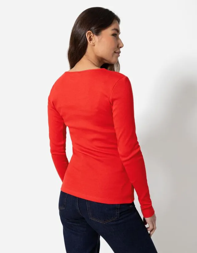 Discount Shirt - Rippenstruktur - Damen Langarmshirts