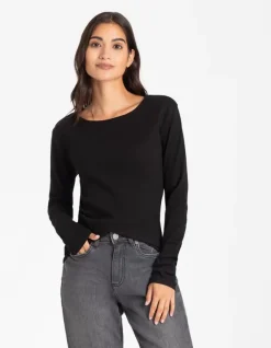 Discount Shirt - Rippenstruktur - Damen Langarmshirts