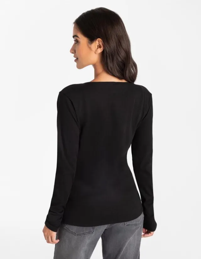 Discount Shirt - Rippenstruktur - Damen Langarmshirts
