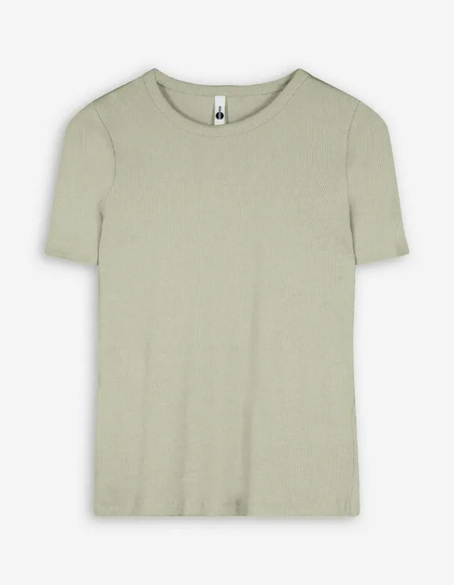 New T-Shirt - Rippenstruktur - Damen T-shirts